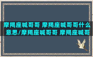 摩羯座喊哥哥 摩羯座喊哥哥什么意思/摩羯座喊哥哥 摩羯座喊哥哥什么意思-我的网站